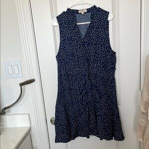 Navy Polka Dot Sleeveless Dress